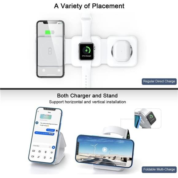 3 in 1 Wireless Charger for iPhone,Magnetic Foldable 3 in 1 Charging Station - Picture 2 of 6